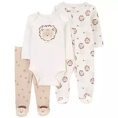 Carter´s Set 3 Piezas Body Mangas Largas Osito Pijama Pantalon Leon