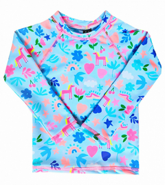 REMERA UV ML UNICORNIO CELESTE