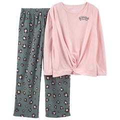 SET 2P PIJAMA ALGODON Y MICROPOLAR LEOPARDO