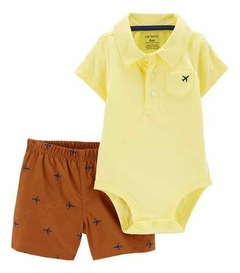 SET 2P BODY Y SHORT AVIONES AMARILLO