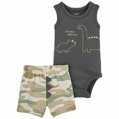 SET 2P BODY Y SHORT DINO GRIS