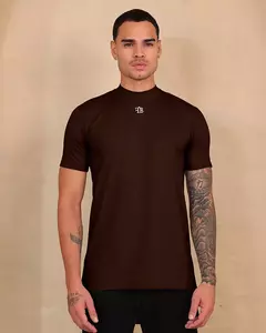 Camiseta Slim Logo Pizza Marrom
