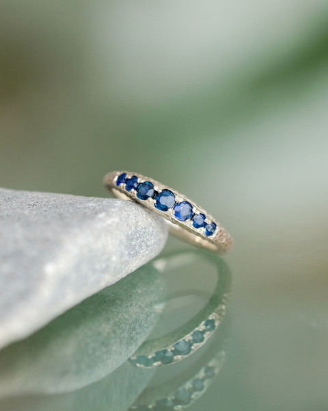 Anillo Glaciar | Oro 18k Blanco & Zafiros