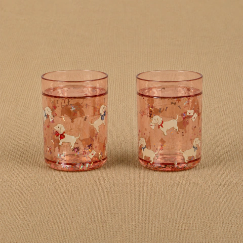 Set de 2 Vasos glitter rosa - Konges