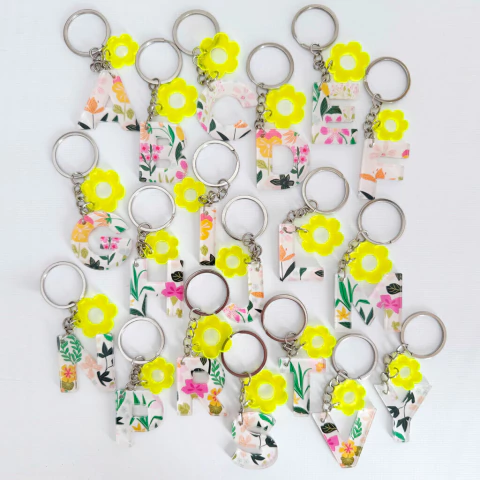 LLAVEROS INICIALES FLORES CALIDAS - comprar online