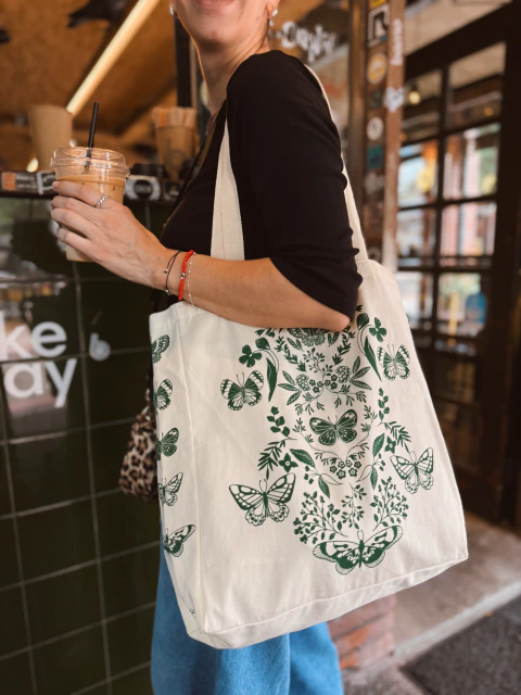 TOTEBAG MARIPOSAS VERDE
