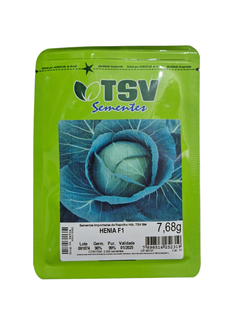 Semente De Repolho 594 Henia Híbrido 2.500 Sementes Tsv