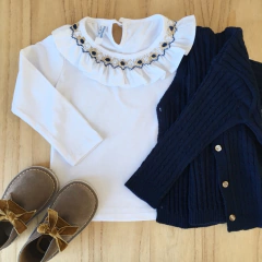 Remera Justina - mostaza y azul-