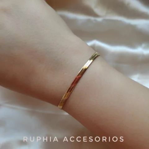 Pulsera Viborita plana acero dorado