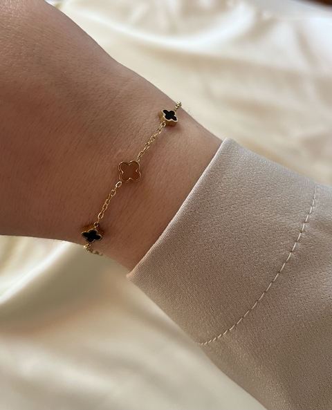 Pulsera Tréboles pequeños acero dorado - comprar online