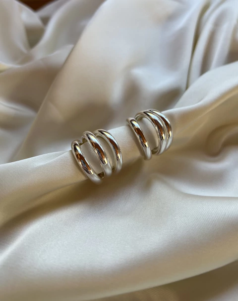 Argollas triple xl acero blanco - comprar online
