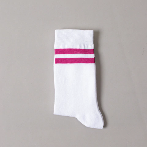 Medias Stripes Blanco - Fucsia