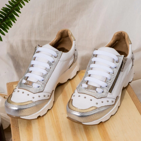 Sneaker Confort 801 Blanco/Plata/Platino/ - comprar online