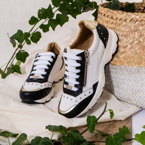 Sneaker Confort 801 Negro/Blanco/Platino