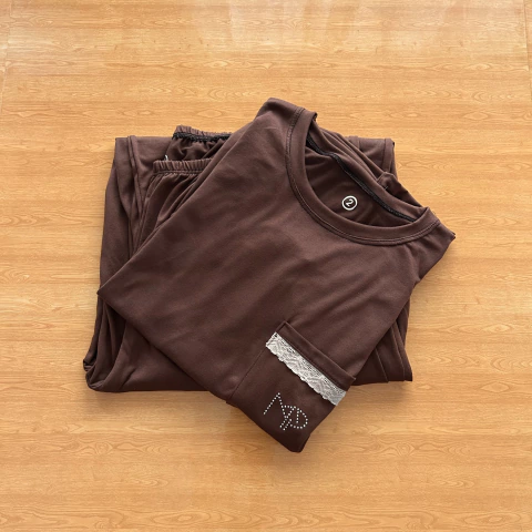 Pijama de Algodón mangas larga - Marron - comprar online