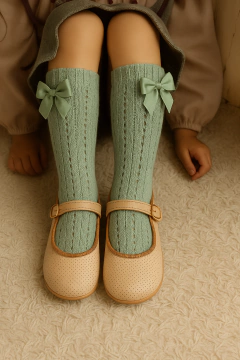 Medias caladas de algodón caña alta DONORA COQUETTE verde vintage (Talle 12 al 35) - comprar online