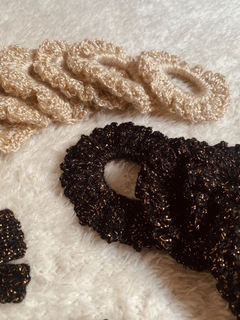 Colita scrunchie LUZ negro - (par)(grande)