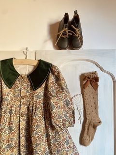Medias caladas de algodón caña alta MARRON CLARO coquette DONORA (Talle 12 al 35) - comprar online