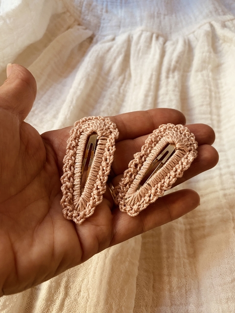 Clip puntilla tejida SARAH rosa vintage (par) - comprar online
