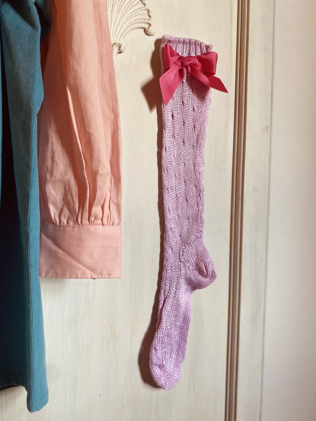 Medias caladas de algodón caña alta DONORA coquette rosa BARBIE (Talle 12 al 35)