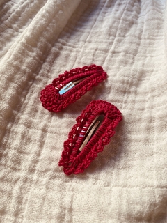 Clip puntilla tejida SARAH rojo (par) - comprar online