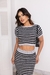 Conjunto modal listras bicolor saia midi cropped - comprar online