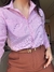 Camisa tricoline poliéster não amassa listrada vertical na internet
