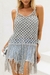 Regata alcinha telada crochê franjas boho fio metalizado - comprar online