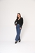 Blusa modal babado central manga longa