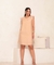 Vestido viscoamida joelho manga babadinho bolsos básico