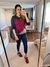 Conjunto moletinho blusa tricolor geométrica calça fechada