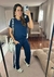 Conjunto moletinho tee calça wide listra única lateral