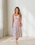 Vestido viscose alcinha recorte busto midi floral - comprar online