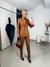 Conjunto linho rústico chique blazer ombreira calça skinny na internet