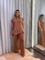Conjunto modal tee irregular gola fofinha calça listras