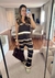 Conjunto tricot regata v alongada calça wide listras - Yellow Lily Store
