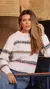 Imagem do Blusa tricot cos branca tranca listras losangos coloridas