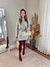 Conjunto mousse blusa soltinha gola altinha mini saia