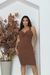Vestido anarruga alça busto laço fenda lateral joelho