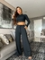 Calça moletinho pantalona frisos - comprar online