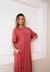 Vestido viscolycra longuete botões saia unilateral amplo
