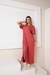 Vestido viscolycra longuete botões saia unilateral amplo