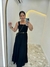 Vestido viscose forrado camadas alça larga decote quadrado longo - loja online