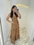 Vestido viscose forrado camadas alça larga decote quadrado longo - Yellow Lily Store