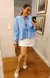 Blusa tricoline manga longa peplum 3 laços - Yellow Lily Store