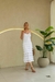 Vestido tricot alcinha fina midi cintura baixa camadinhas
