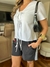 Blusa tricoline cós 2 lacinhos manga curta - comprar online