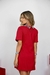 Vestido linho gola aplicações curto evasê manguinha - comprar online