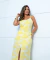 Vestido viscolinho longo alcinha fenda estampa