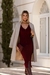 Vestido modal alcinhas botões forrados centrais canelado midi na internet